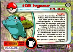 Ivysaur #2 Topps Trading Cards Series 1 Pokemon Moderately Played - Image 2