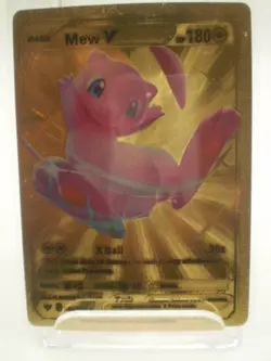 Pokemon Mew V Full Art 180HP Gold Foil Fan Art Card 069/189 High Quality NM - Image 1