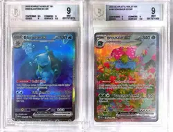Blastoise & Venusaur 151 Pokemon Cards EX SIR Beckett Graded 9 Set - Image 1