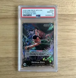 2025 ONE PIECE OP12-LEGACY OF THE MASTER ALTERNATE ART #020 RORONOA ZORO PSA 10 - Image 1