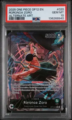 Roronoa Zoro (020) (Alternate Art) OP12-020 Legacy of the Master PSA 10 GEM MINT - Image 1