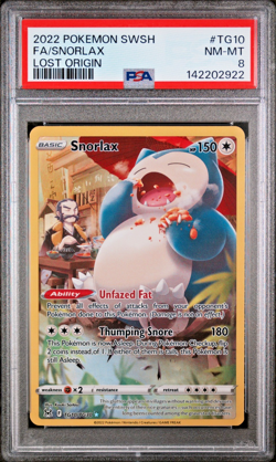 Pokemon TCG Snorlax Tg10/Tg30 Swsh Lost Origin Trainer Gallery Holo Graded PSA 8 - Image 1