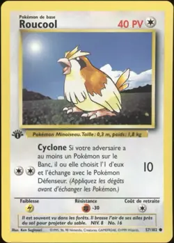 1999 Pokemon FRENCH 1st Edition Base Set Roucool-Pidgey 57/102 NM - Image 1