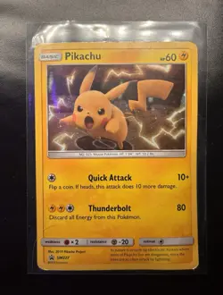 Pokemon TCG Pikachu 60HP SM Promo Holo 2019 SM227 English Card - Image 1