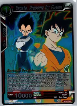 Vegeta, Prepping for Fusion BT6-009 Pre-Release Cards Dragon Ball Super - NM - Image 1