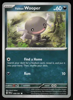 Paldean Wooper 058/091 Common Paldean Fates Pokemon Near Mint - Image 1