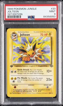 1999 POKEMON JUNGLE 1ST EDITION #20 JOLTEON PSA 9 - Image 1
