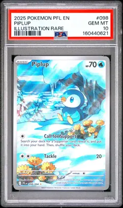 2025 POKEMON PFL EN-PHANTASMAL FLAMES ILLUSTRATION RARE #098 PIPLUP PSA 10 - Image 1