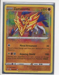ZAMAZENTA VIVID VOLTAGE SET RARE HOLO-FOIL POKEMON CARD 102/185 NM/M - Image 1