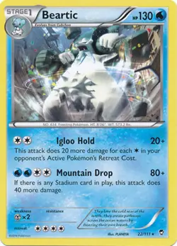 Beartic 22/111 XY Furious Fists RARE PERFECT MINT! Pokemon - Image 1