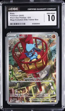 2025 POKEMON: BLACK STAR PROMOS #010 RIOLU CGC 10 GEM MINT - Image 1