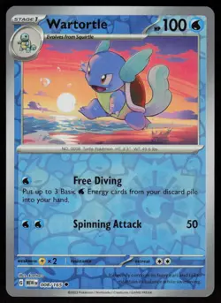 Wartortle 008/165 Uncommon 151 Pokemon Reverse Holo Near Mint - Image 1