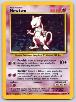 Mewtwo 10/102 Base Set Unlimited Holo Pokemon LP - Image 1