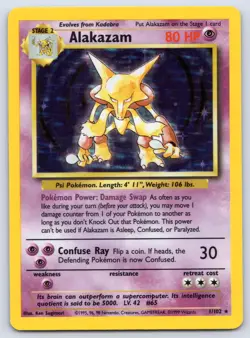 Alakazam 1/102 Base Set Unlimited Holo Pokemon LP - Image 1