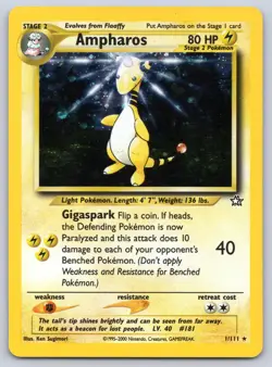 Ampharos 1/111 Neo Genesis Holo Pokemon MP - Image 1
