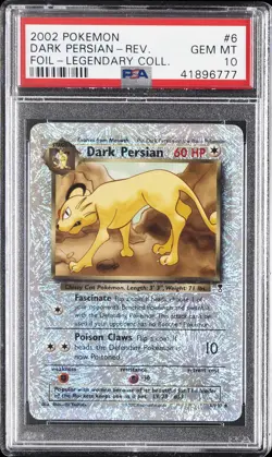 2002 POKEMON LEGENDARY COLLECTION #6 DARK PERSIAN-REVERSE FOIL PSA 10 - Image 1