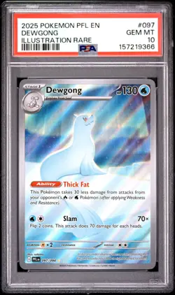 2025 POKEMON PFL EN-PHANTASMAL FLAMES ILLUSTRATION RARE #097 DEWGONG PSA 10 - Image 1