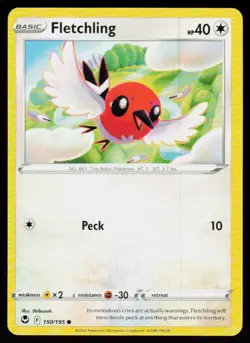 Fletchling 150/195 Common Silver Tempest Pokemon Near Mint - Image 1