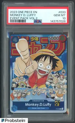 2023 One Piece Monkey D. Luffy EN Event Pack Vol.2 PSA 10 GEM MINT - Image 1