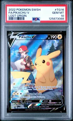 2022 POKEMON SWORD & SHIELD LOST ORIGIN #TG16 FULL ART/PIKACHU V PSA 10 - Image 1