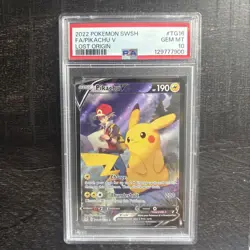 2022 POKEMON SWORD & SHIELD LOST ORIGIN #TG16 FULL ART/PIKACHU V PSA 10 - Image 1