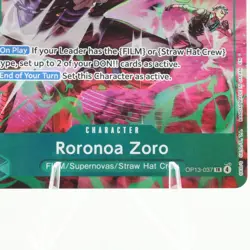 One Piece Roronoa Zoro Treasure Rare OP13-037 TR English Mint Card Bandai - Image 3