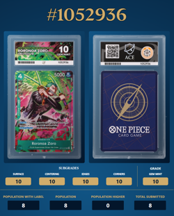ACE GEM MINT 10 Roronoa Zoro - OP13-037 TR - One Piece TCG - Perfect Subgrades - Image 2
