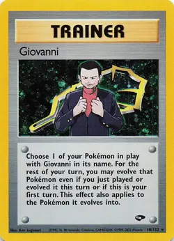 Pokemon TCG Giovanni Trainer Card Holo Rare, Gym Challenge, #18/132 - Image 1