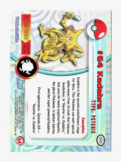1999 Topps Pokemon T.V. Kadabra Non Holo #64 – NM - Image 2