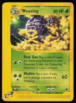 Weezing 70/165 Rare Expedition Base Set Pokemon Damaged - Image 1
