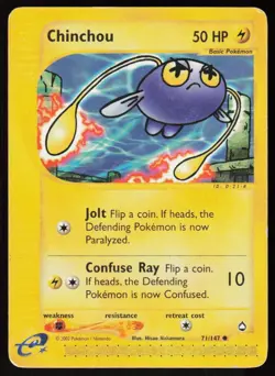 Chinchou 71/147 Common Aquapolis Pokemon Damaged - Image 1