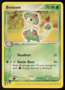 Breloom 16/109 Rare Ruby & Sapphire Pokemon Damaged - Image 1