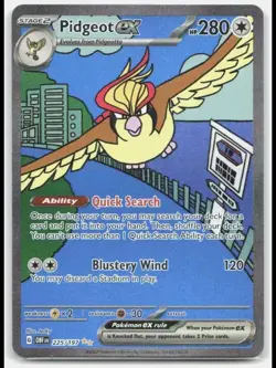 Pokemon TCG Pidgeot EX 225/197 Obsidian Flames Special Illustration Rare Card NM - Image 1