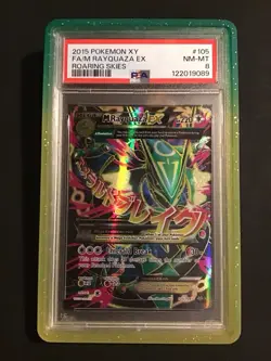 2015 POKEMON XY ROARING SKIES #105 FULL ART/M RAYQUAZA EX PSA 8 - Image 1