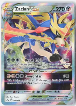 Zacian VSTAR 096/159 Holo VSTAR Rare Crown Zenith Pokemon Near Mint - Image 1