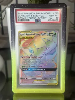 Pokemon PSA 10 Venusaur & Snivy GX Secret Rainbow Rare TAG TEAM 249/236 - Image 1
