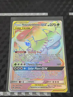 Pokemon TCG Venusaur & Snivy GX Rainbow Rare Holo 249/236 SM-Cosmic Eclipse 🔥 - Image 1