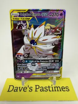 Pokemon English TCG Card Cosmic Eclipse Solgaleo & Lunala GX 75/236 Holo P4 - Image 1