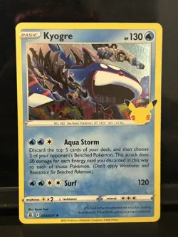 Kyogre 3/25 Rare Holo 25th Anniversary Celebrations Pokemon TCG - Image 1