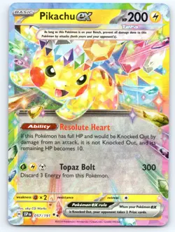 Pokemon TCG SV08: Surging Sparks Pikachu ex 057/191 Double Rare 2024 - Image 1