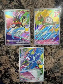 Pokemon First Partner Illustration Series 1 Alolan Alola Starters Promo Set - Image 1