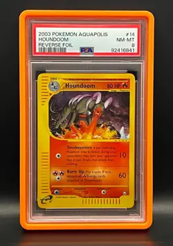 2003 Pokemon Aquapolis 🔥Houndoom #14 Reverse Holo 🔥 E Reader - PSA 8 - Image 1