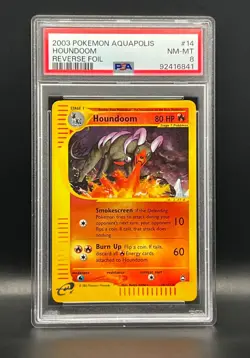 2003 Pokemon Aquapolis 🔥Houndoom #14 Reverse Holo 🔥 E Reader - PSA 8 - Image 2