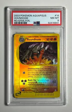 2003 Pokemon Aquapolis 🔥Houndoom #14 Reverse Holo 🔥 E Reader - PSA 8 - Image 4
