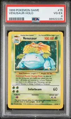 1999 Pokemon Base Set Unlimited #15 Venusaur Holo PSA 4 - Image 1