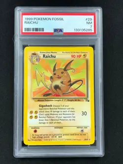 Pokemon 1999 Raichu 29/62 Fossil PSA 7 - Image 1