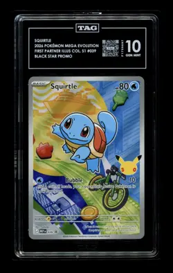 2026 POKEMON MEP EN-ME BLACK STAR PROMO #039 SQUIRTLE TAG 10 - Image 1