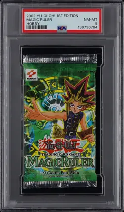 2002 Konami UD Yu-Gi-Oh Magic Ruler 1st Edition Foil Pack Hobby PSA 8 NM-MT - Image 1