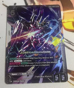 Gundam Card Game Justice Gundam GD01-066 LR+ Alt Art - Image 1