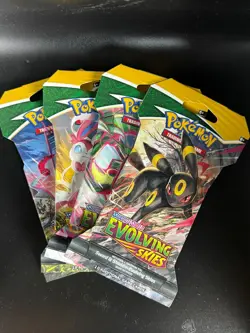 Pokemon Card - Evolving Skies - Sword & Shield - 4 Pack Lot Set Factory Sealed - Image 1
